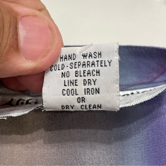 VTG 80s Aliki Yamani Jacket Top Sheer Silk Hidden Buttons Colorful Shoulder Pad - Picture 10 of 12